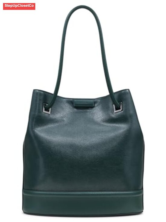 Handbags - Vegan Leather Tote Bag with 2 Pockets Shoulder Handbag Work Travel
